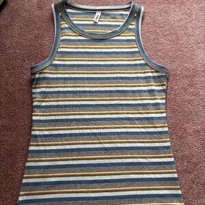 Wishlist Blue And Yellow Striped Tank Top – Size Medium
